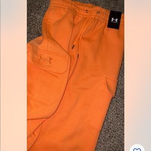 NWT Under Armour Playback Essential Fleece Cargo Pants Orange Women's S New